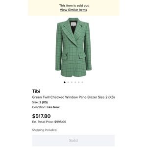 SOLD TRADESY - Tibi Green Window Pane Blazer